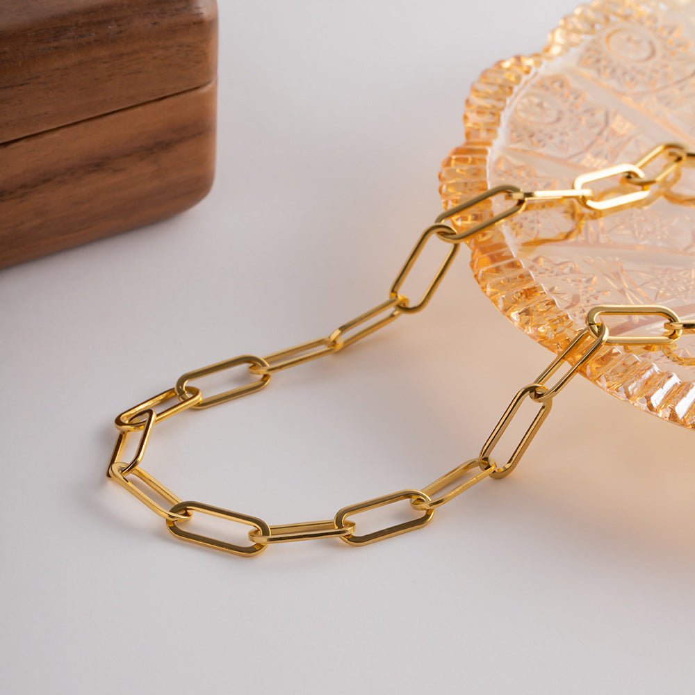 Ria Gold Paperclip Chain Necklace